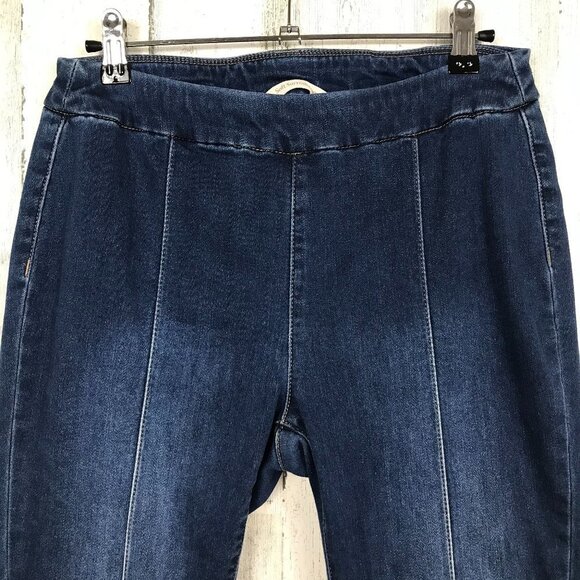 Soft Surroundings stirrup pant Denim Lean Line pull on dark wash stretch PS - Picture 2 of 6
